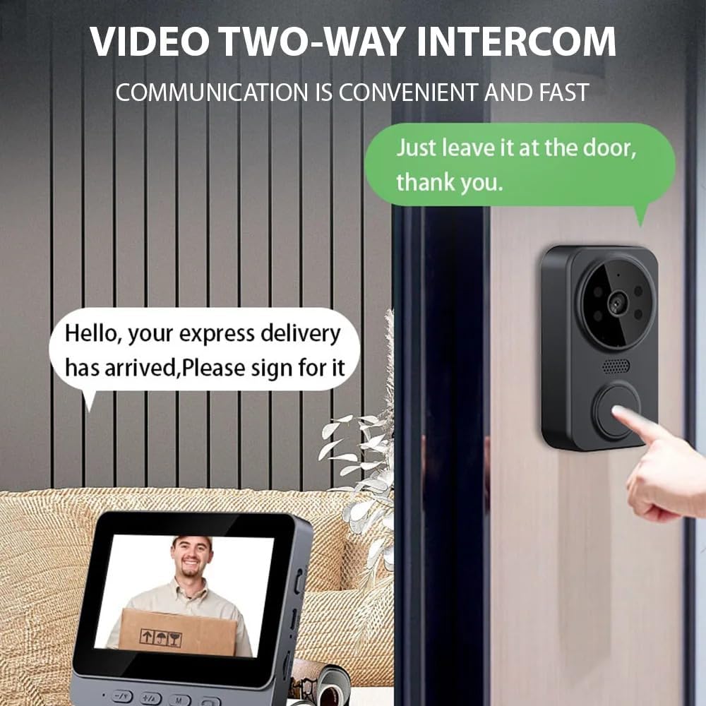PGST Wireless Doorbell with 4.3" Monitor – No WiFi Needed