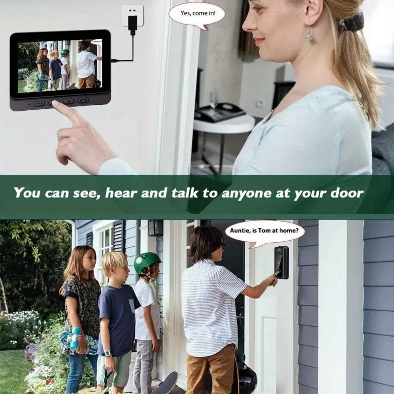 PGST Wireless Doorbell with 4.3" Monitor – No WiFi Needed