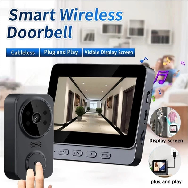 PGST Wireless Doorbell with 4.3" Monitor – No WiFi Needed